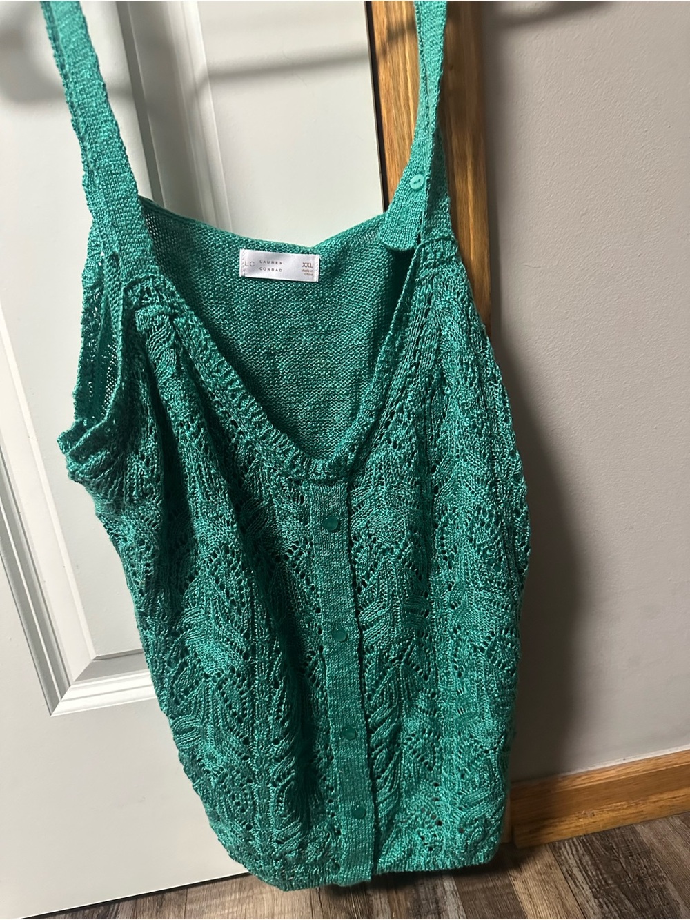 LC Lauren Conrad Teal Knit Button-Front Camisole